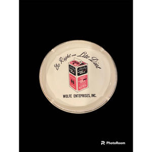 Vintage Advertising ashtray Go Right with Lite Diet Low Fat Milk Wolfe